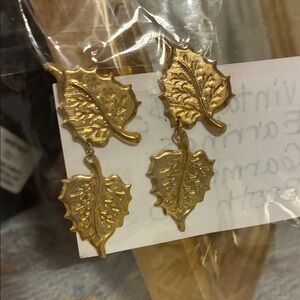 Vintage Gold Leaf Dangle Earrings
